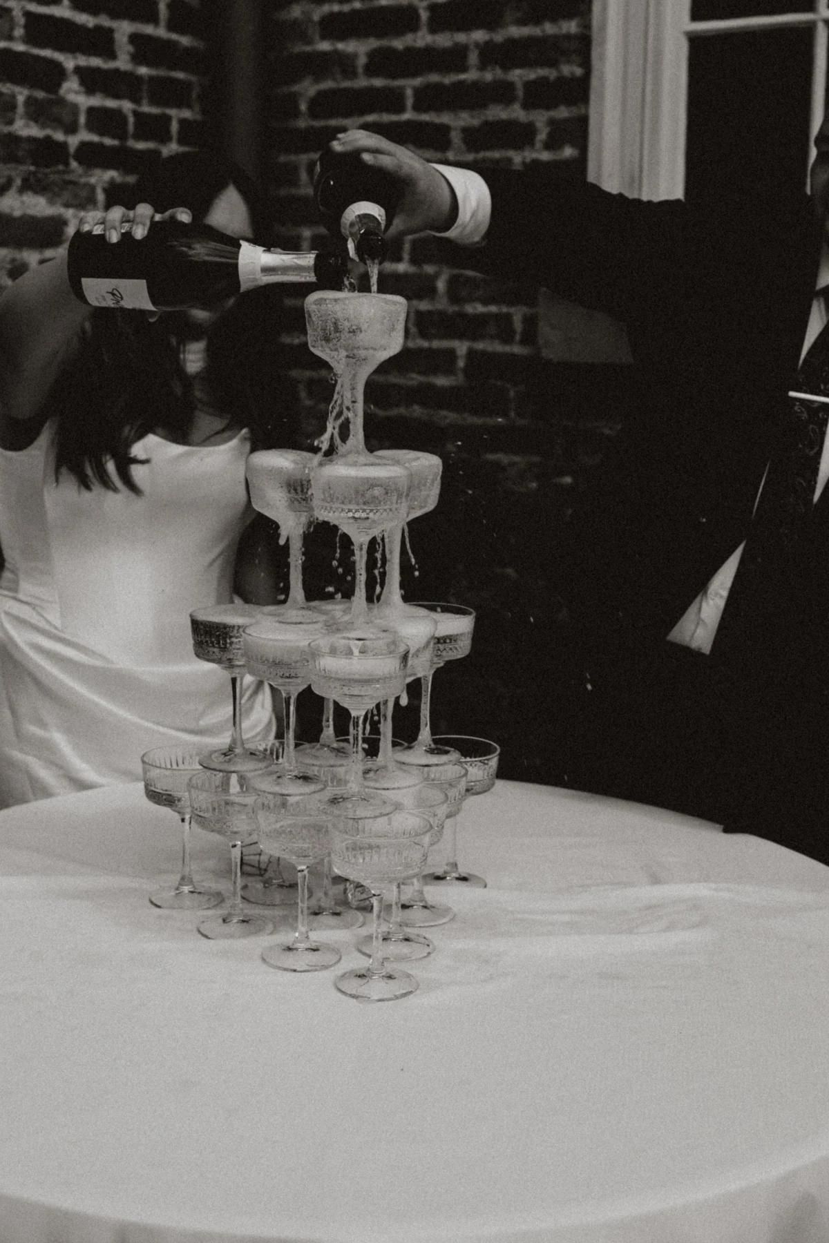 Celebrating with a champagne tower
