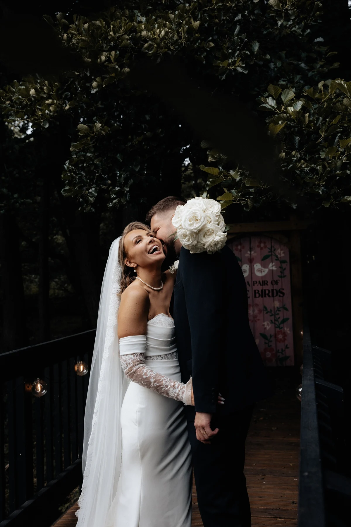 An intimate embrace on a wedding day